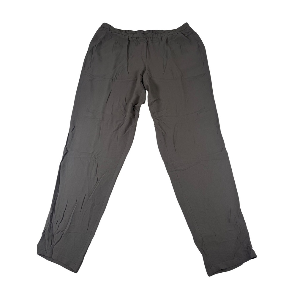 Eileen Fisher Silk Pull On Pants Women XL Gray 100% Silk Minimalist Professional
